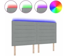 LED galvūgalis su LED juostelėmis Šviesiai pilka 180 cm audinys