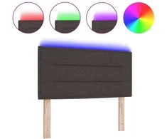 LED galvūgalis su LED juostelėmis Tamsiai rudas 90 cm audinys