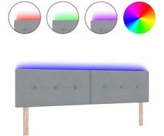 LED galvūgalis su LED juostelėmis Šviesiai pilka 180 cm audinys