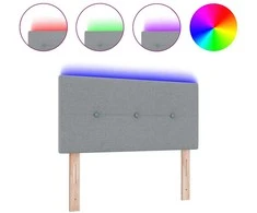 LED galvūgalis su LED juostelėmis Šviesiai pilka 100 cm audinys