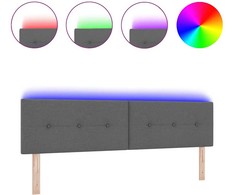 LED galvūgalis su LED juostelėmis Tamsiai pilka 180 cm audinys