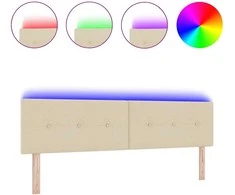 LED galvūgalis su LED juostelėmis Kreminė 180 cm audinys