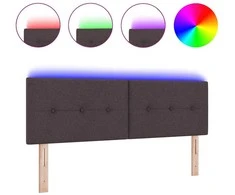 LED galvūgalis su LED juostelėmis Tamsiai rudas 160 cm audinys
