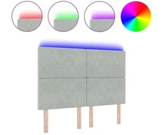 LED galvūgalis su LED juostelėmis Šviesiai pilka 160 cm Aksomas
