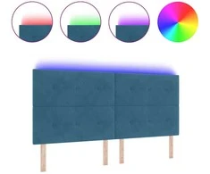 LED galvūgalis su LED juostelėmis Mėlyna 200 cm Aksomas