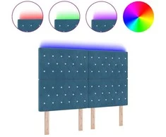 LED galvūgalis su LED juostelėmis Tamsiai mėlyna 144 cm Aksomas