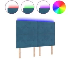 LED galvūgalis su LED juostelėmis Mėlyna 144 cm Aksomas