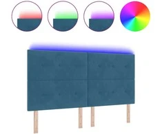 LED galvūgalis su LED juostelėmis Mėlyna 180 cm Aksomas