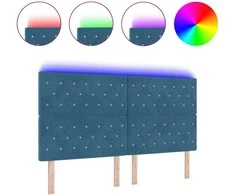 LED galvūgalis su LED juostelėmis Tamsiai mėlyna 180 cm Aksomas