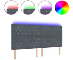 LED galvūgalis su LED juostelėmis Tamsiai pilka 200 cm Aksomas