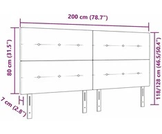 LED galvūgalis su LED juostelėmis Pilka 200 cm Aksomas