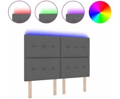 LED galvūgalis su LED juostelėmis Tamsiai pilka 144 cm audinys