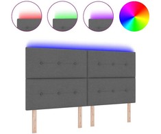 LED galvūgalis su LED juostelėmis Tamsiai pilka 180 cm audinys