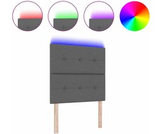 LED galvūgalis su LED juostelėmis Tamsiai pilka 90 cm audinys