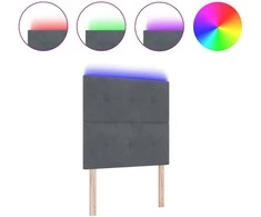 LED galvūgalis su LED juostelėmis Pilka 90 cm Aksomas