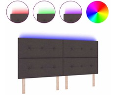 LED galvūgalis su LED juostelėmis Tamsiai rudas 200 cm audinys