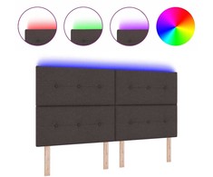 LED galvūgalis su LED juostelėmis Tamsiai rudas 180 cm audinys