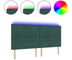 LED galvūgalis su LED juostelėmis Tamsiai žalia 200 cm Aksomas