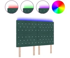 LED galvūgalis su LED juostelėmis Tamsiai žalia 144 cm Aksomas