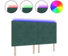 LED galvūgalis su LED juostelėmis Žalia 180 cm Aksomas