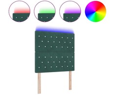 LED galvūgalis su LED juostelėmis Tamsiai žalia 90 cm Aksomas