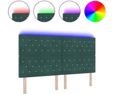 LED galvūgalis su LED juostelėmis Tamsiai žalia 180 cm Aksomas