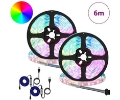 LED juosta 2 pcs Juoda ir permatoma 3000 mm Varis ir plastikas