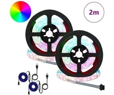 LED juosta 2 pcs Juoda ir permatoma 1000 mm Varis ir plastikas