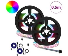 LED juosta 2 pcs Juoda ir permatoma 250 mm Varis ir plastikas