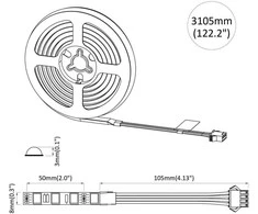 LED juosta 2 vnt. Juoda ir permatoma Varis ir plastikas