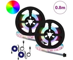 LED juosta 2 pcs Juoda ir permatoma 400 mm Varis ir plastikas