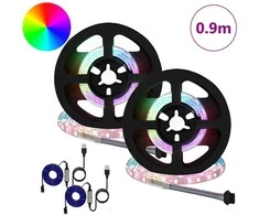 LED juosta 2 pcs Juoda ir permatoma 450 mm Varis ir plastikas