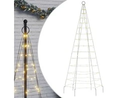 Kalėdų eglutė ant vėliavos stiebo, 180cm, 200 šiltų baltų LED