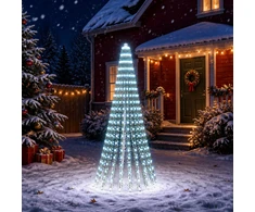 LED Kalėdų medis 220 cm 460 LED Šalta balta Plienas Žalia