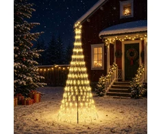 LED Kalėdų medis 250 cm 290 LED Šilta balta Geležis Juoda