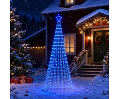 LED Kalėdų medis 250 cm 475 LED Mėlyna Plienas Juoda