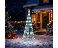 LED Kalėdų medis 250 cm 475 LED Šalta balta Plienas Juoda