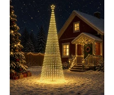 LED Kalėdų medis 500 cm 1524 LED Šilta balta Plienas Juoda