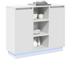 LED Bufetas Balta 90 x 32 x 75 cm Apdirbta mediena