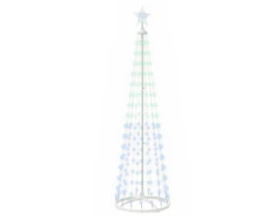 LED kūginė kalėdinė eglutė 180 cm 250 LED RGB Plienas Balta
