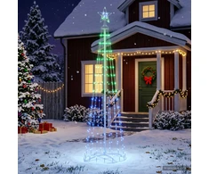 LED kūginė kalėdinė eglutė 180 cm 250 LED RGB Plienas Balta