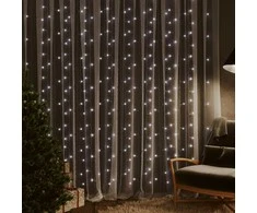 LED lempučių užuolaida, 3x3m, 300 šaltų baltų LED lempučių