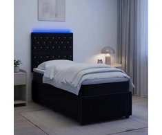 Lova LED lovos čiužinys su LED apšvietimu Juoda 90 x 190 cm Aksomas
