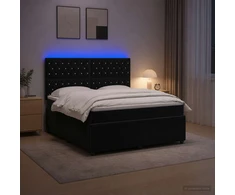 Lova LED lovos čiužinys su LED apšvietimu Juoda 180 x 200 cm Aksomas