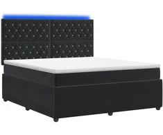 Lova LED lovos čiužinys su LED apšvietimu Juoda 180 x 200 cm Aksomas