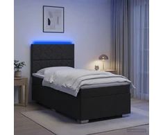 Lova LED lovos čiužinys su LED apšvietimu Juoda 90 x 190 cm Audinys