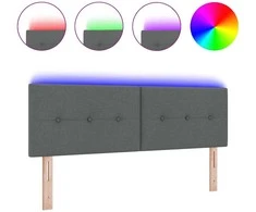 LED galvūgalis su LED juostelėmis Tamsiai pilka 144 cm audinys