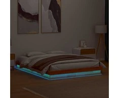 LED lovos rėmas, vaško rudas, 150x200cm, pušies masyvas