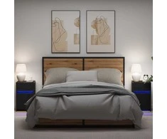 LED naktinis staliukas su spintelėmis 2 pcs juoda ąžuolo