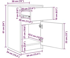 LED naktinis staliukas su spintelėmis 2 pcs Sena mediena
